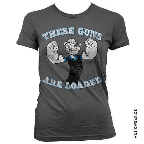 Pepek námořník koszulka, These Guns Are Loaded Girly, damskie