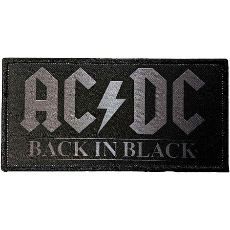 AC/DC tkaná naszywka/nažehlovačka PES 100 x 50 mm, Back In Black