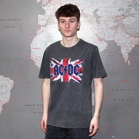 AC/DC koszulka, Flag Stone Wash Charcoal Grey, męskie