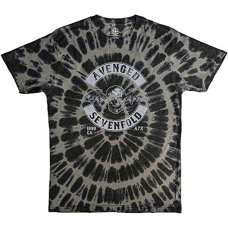 Avenged Sevenfold koszulka, Deathbat Crest Dye Wash Charcoal Grey, męskie