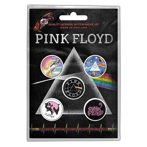 Pink Floyd zestaw 5 odznak průměr 25 mm, Prism, unisex