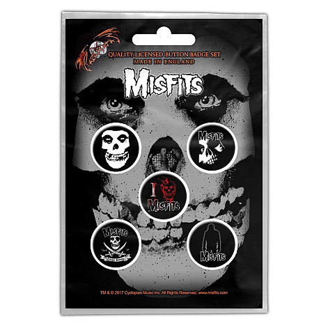 Misfits zestaw 5 odznak, Skull