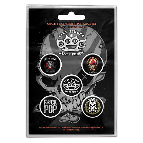 Five Finger Death Punch zestaw 5 odznak průměr 25 mm, FFDP Logos
