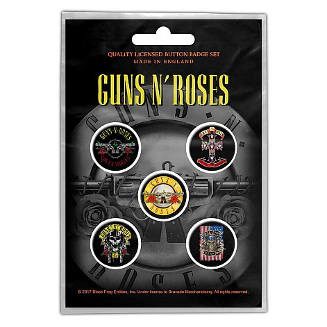 Guns N Roses zestaw 5 odznak průměr 25 mm, Bullet Logo