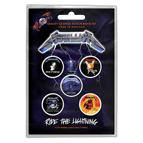 Metallica zestaw 5 odznak ⌀ 25 mm, Ride The Lightning