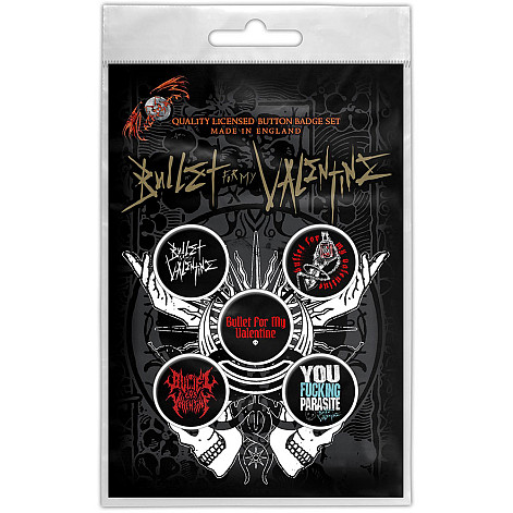 Bullet For My Valentine zestaw 5 odznak průměr 25 mm, Logo