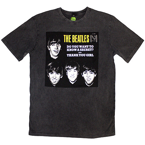 The Beatles koszulka, VJ Secret Sleeve Stone Wash Charcoal Grey, męskie