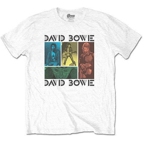 David Bowie koszulka, Mick Rock Photo Collage White, męskie
