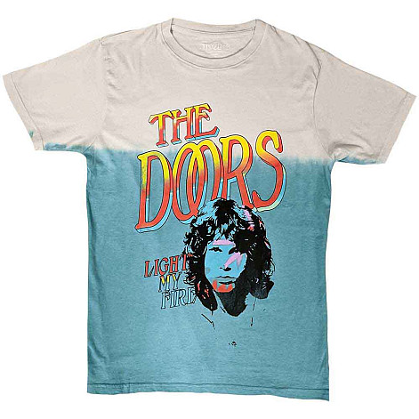 The Doors koszulka, Light My Fire Stacked Dye Wash Light Blue, męskie