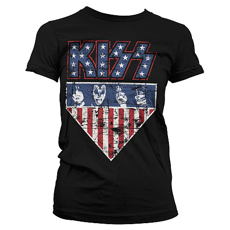 KISS koszulka, Stars & Stripes Black, damskie