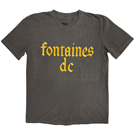 Fontaines D.C. koszulka, Gothic Logo Stone Wash Charcoal Grey, męskie