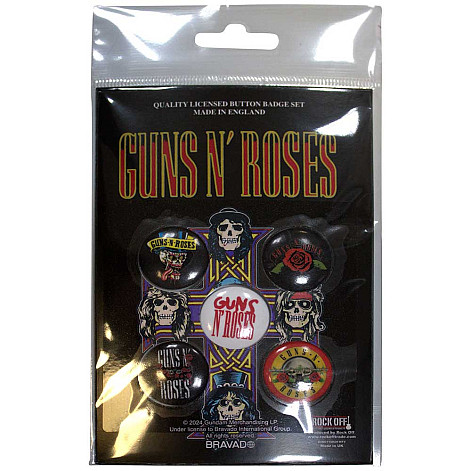 Guns N Roses zestaw 5 odznak průměr 25 mm, Bullet Logo 2