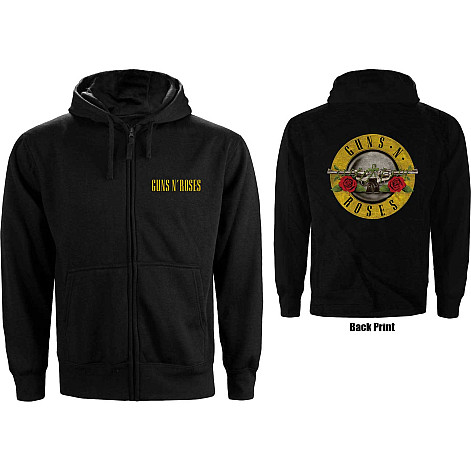 Guns N Roses bluza, Classic Logo Zipped BP Black, męska