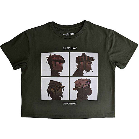 Gorillaz koszulka Crop Top, Demon Days Green, damskie