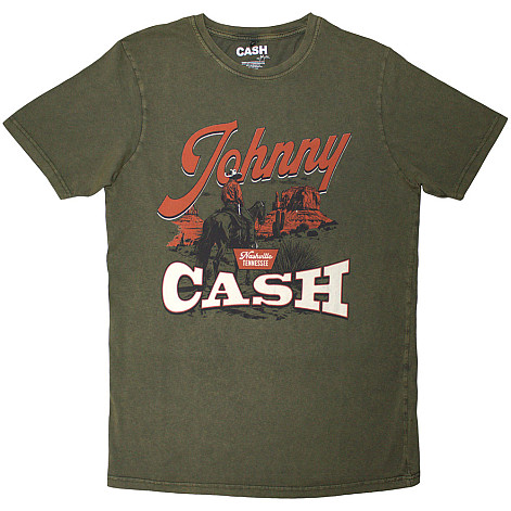 Johnny Cash koszulka, Desert Cowboy Stone Wash Green, męskie