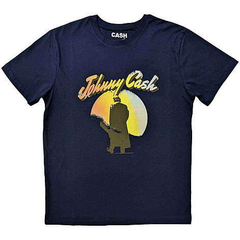 Johnny Cash koszulka, Walking Guitar Navy Blue, męskie