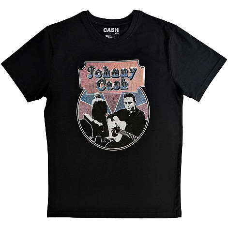 Johnny Cash koszulka, Walking Guitar & Front On Black, męskie