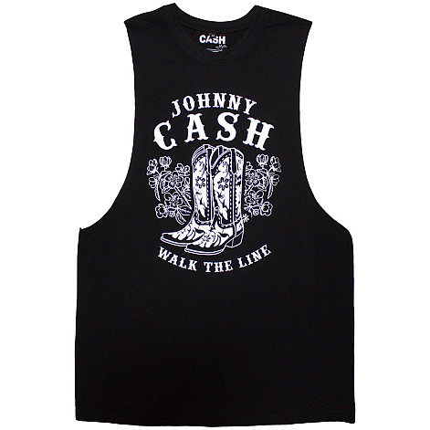 Johnny Cash podkoszulek, Walk The Line Boots Black, męskie