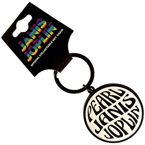 Janis Joplin kovová brelok 45 mm, Pearl Emblem Mono Zinc