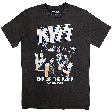 KISS koszulka, End Of The Road World Tour Stone Wash Charcoal Grey, męskie