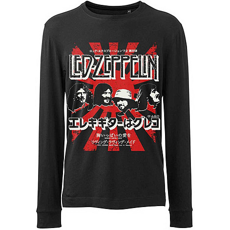 Led Zeppelin koszulka długi rękaw, Japanese Burst Black, męskie