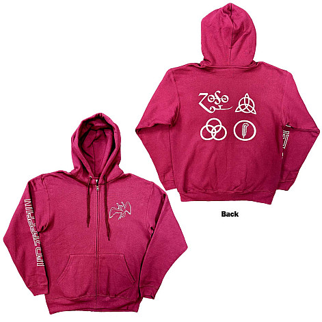 Led Zeppelin bluza, Symbols Zipped BP Maroon Red, męska