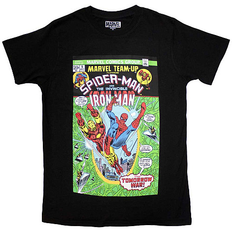 Spiderman koszulka, Spiderman & Iron Man Comic Cover Black, męskie