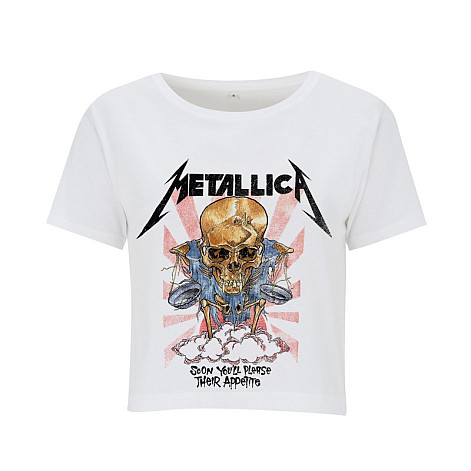 Metallica crop koszulka, Scales White Cropped Top, damskie