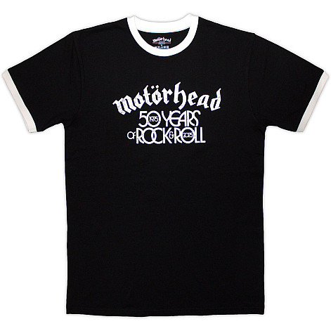 Motorhead koszulka, 50 Years Text Lock Up Ringer Black, męskie