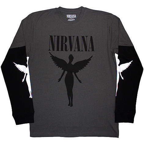 Nirvana koszulka długi rękaw, In Utero Mono Charcoal Grey & Black, męskie
