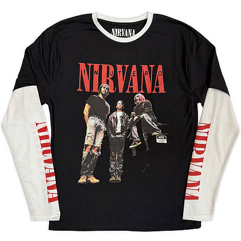 Nirvana koszulka długi rękaw, In Utero Band Photo Black & White, męskie