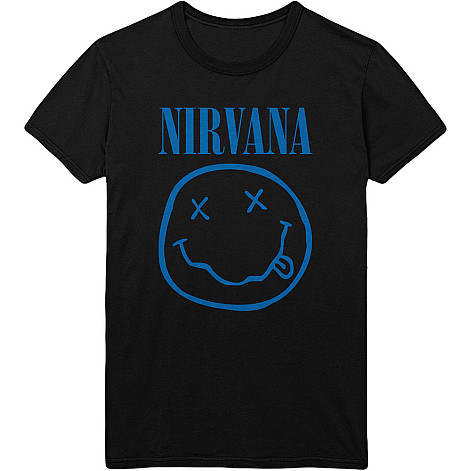 Nirvana koszulka, Blue Smiley Black, męskie