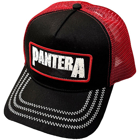 Pantera czapka z daszkiem, B&W Patch CO+Mesh Black & Red, unisex