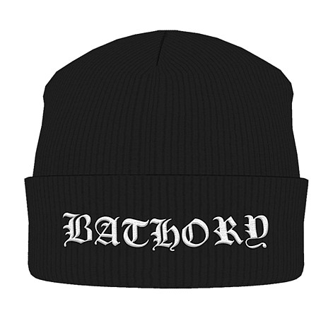 Bathory zimowa czapka zimowa, White Logo Black