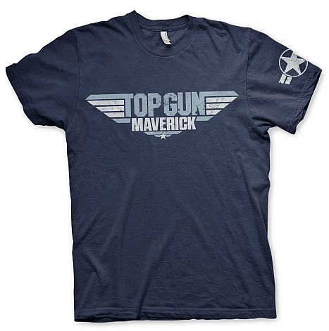 Top Gun koszulka, Maverick Distressed Logo Navy, męskie