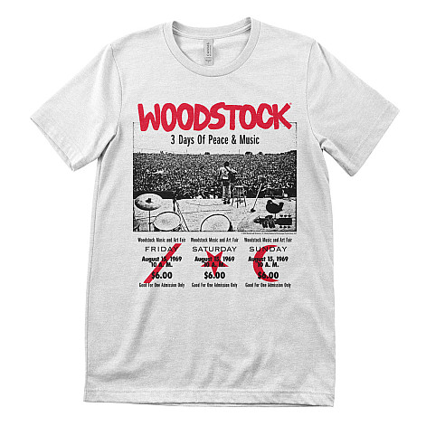 Woodstock koszulka, 3 Day Ticket White, męskie