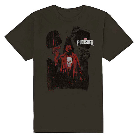 The Punisher koszulka, Punisher Red Outline Charcoal Grey, męskie