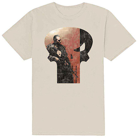 The Punisher koszulka, Punisher Skull Outline Character Natural, męskie