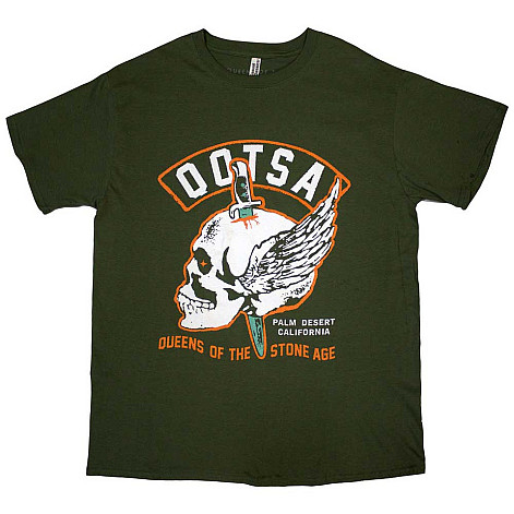 Queens of the Stone Age koszulka, Winged Skull Green, męskie
