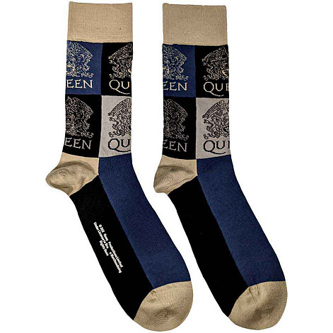 Queen ponožky, Crest Blocszt Navy Blue, unisex - velikost 4 až 7 (36 až 40 EU)