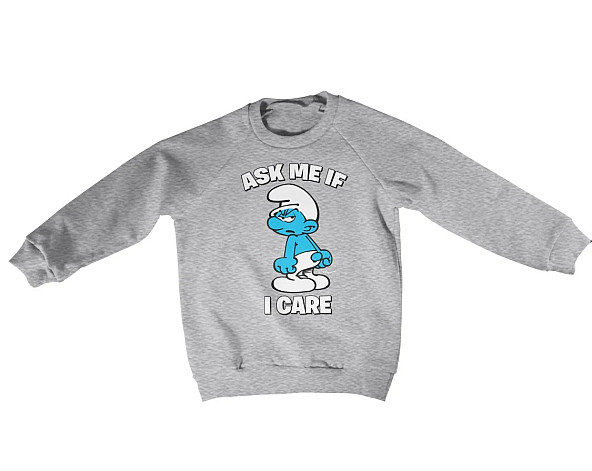 The Smurfs bluza, Ask Me If I Care Sweatshirt Grey, dziecięca