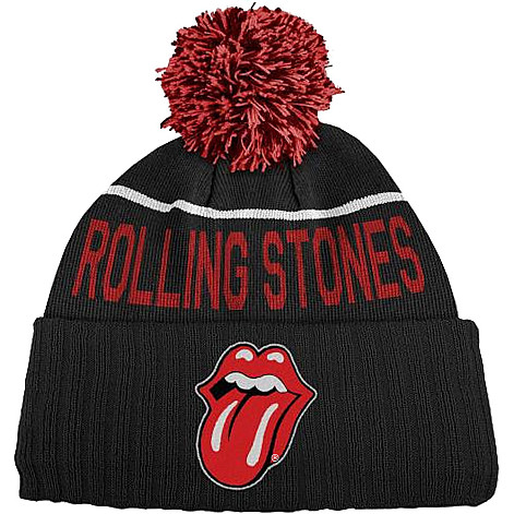 Rolling Stones zimowa czapka zimowa, Classic Tongue Bobble Black