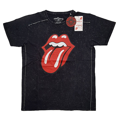 Rolling Stones koszulka, Classic Tongue Snow Washed Black, męskie