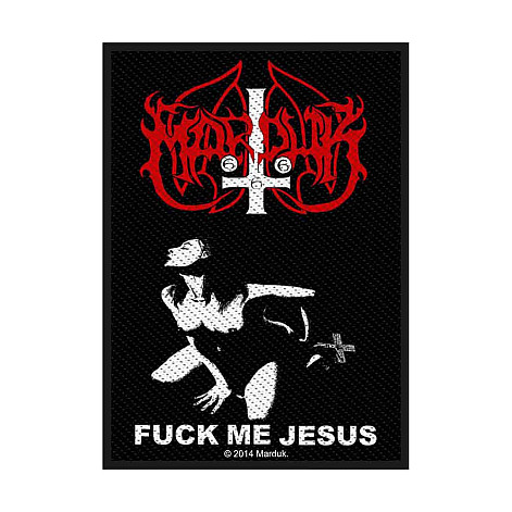 Marduk tkaná naszywka PES 100x50 mm, Fuck Me Jesus