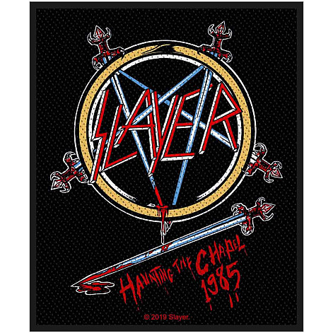 Slayer tkaná naszywka PES 100x50 mm, Haunting The Chapel