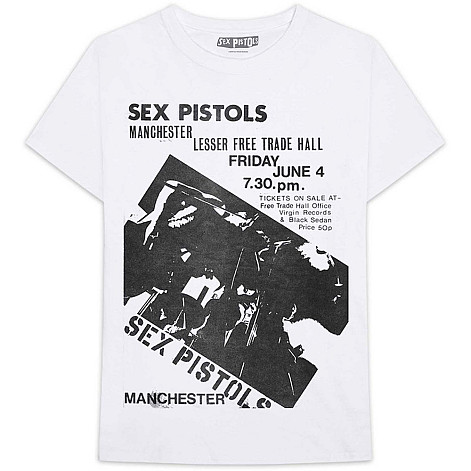 Sex Pistols koszulka, Manchester Flyer White, męskie