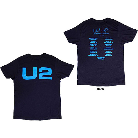 U2 koszulka, Logo E+I 2018 Tour Dates BP Navy Blue, męskie