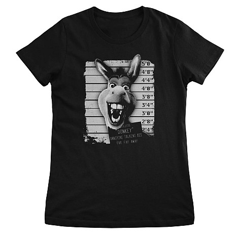 Shrek koszulka, Donkey MugShot Girly Black, damskie