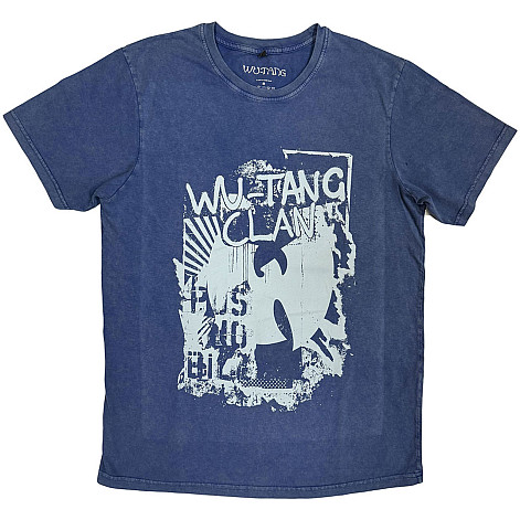Wu-Tang Clan koszulka, Graffiti Stone Wash Denim Blue, męskie