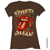 Rolling Stones koszulka, Tongue & Stars Brown, damskie
